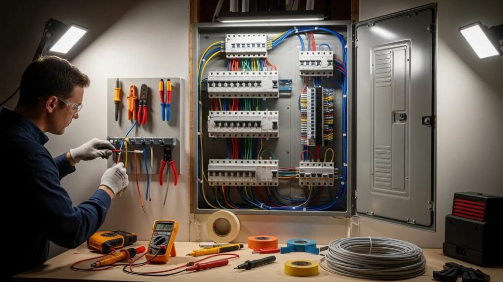 Modern electrical panel installation highlighting safety and efficiency for homes.